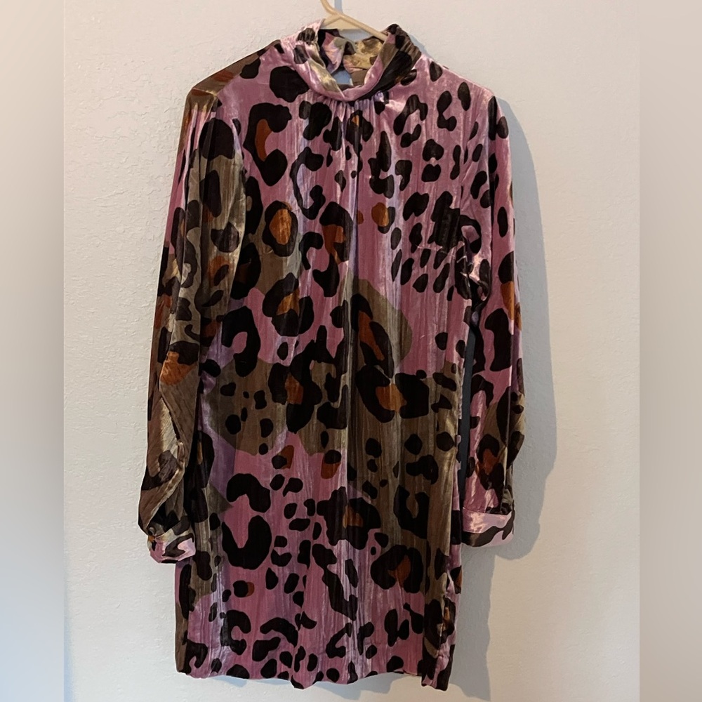 Anthropologie Eleanor Velvet Animal Print Dress
